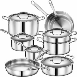 All Stainless Steel Heavy Pots & Pans Set
